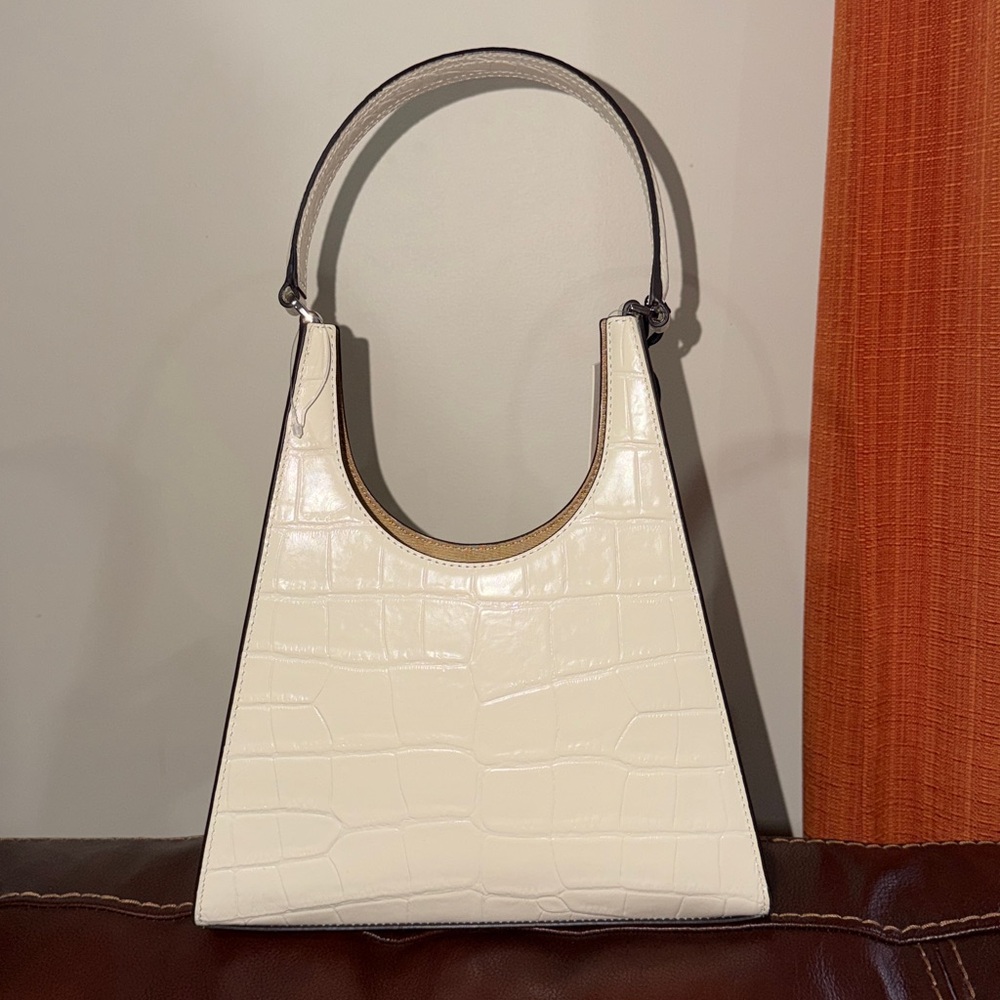 🔥🔥🔥NEW Staud Rey Croc Embossed Leather Shoulder Bag - Picture 4 of 10